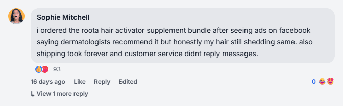 Roota Hair Activator Spray Scam