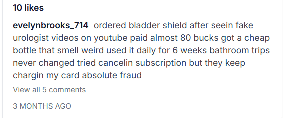 Bladder Shield Scam