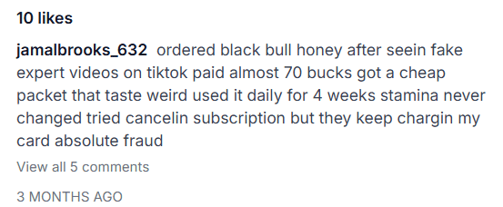 Black Bull Extreme Honey Scam