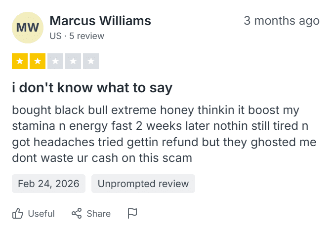Black Bull Extreme Honey Scam