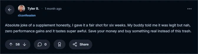 Customer review in Reddit about Horse Fil supplement