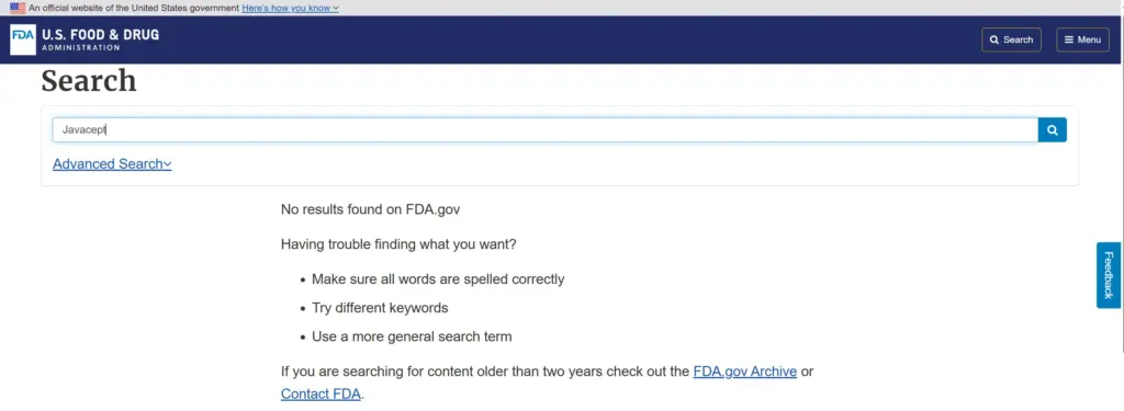 Checking if Javacept is FDA approved.