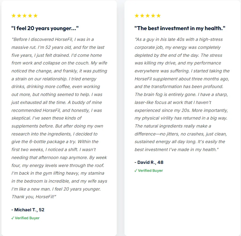 Fake reviews in Horse Fil official website.