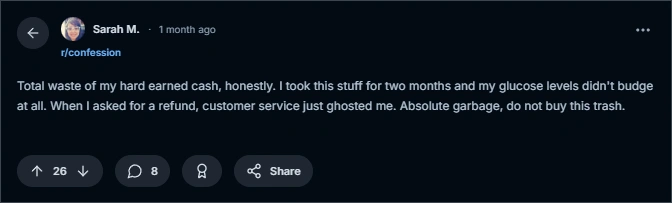 Customer review in Reddit about CinnaChroma supplement
