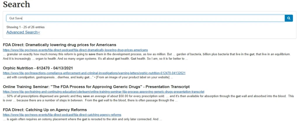 gutsave lacking fda approval