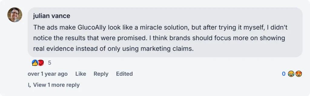 facebook customer review for glucoally