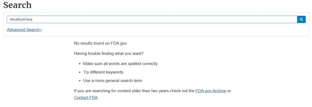 lac of fda approval mindwake