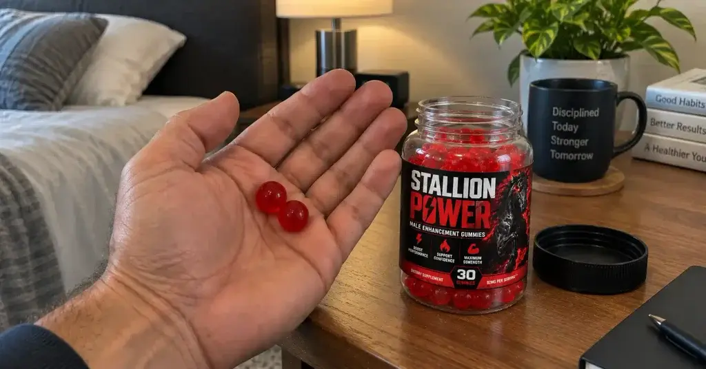 Putting stallion gummies in hand