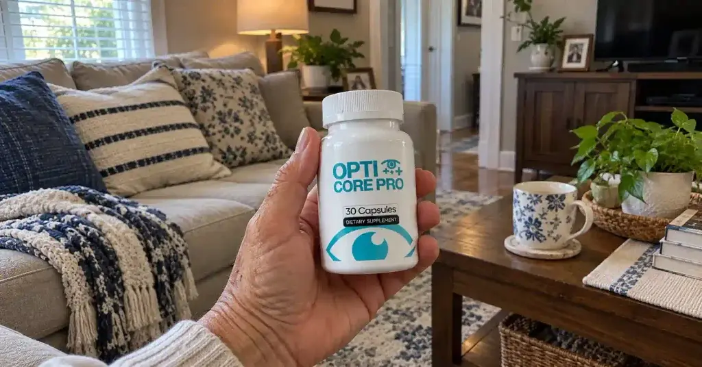 User holding opti core pro bottle