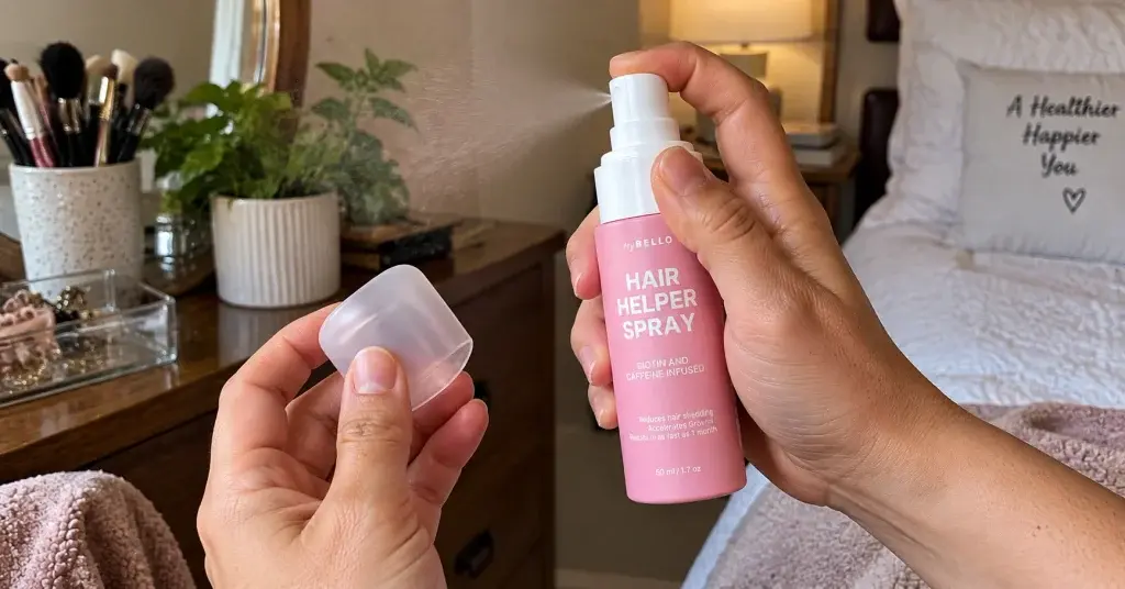 trybello hair spary in use