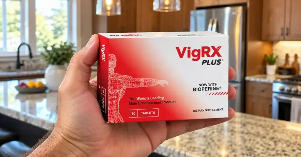 hand holding vigrx plus supplement box