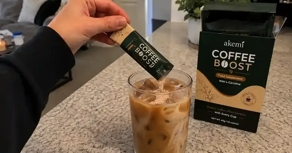mixing coffee slim booster in ice latte